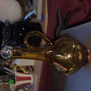 AVAILABLE - Vintage Moser Amber glass. Original stopper missing.  13" Tall